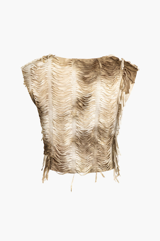 Conjunto de falda larga con abertura y top corto con cuello en V desgastado