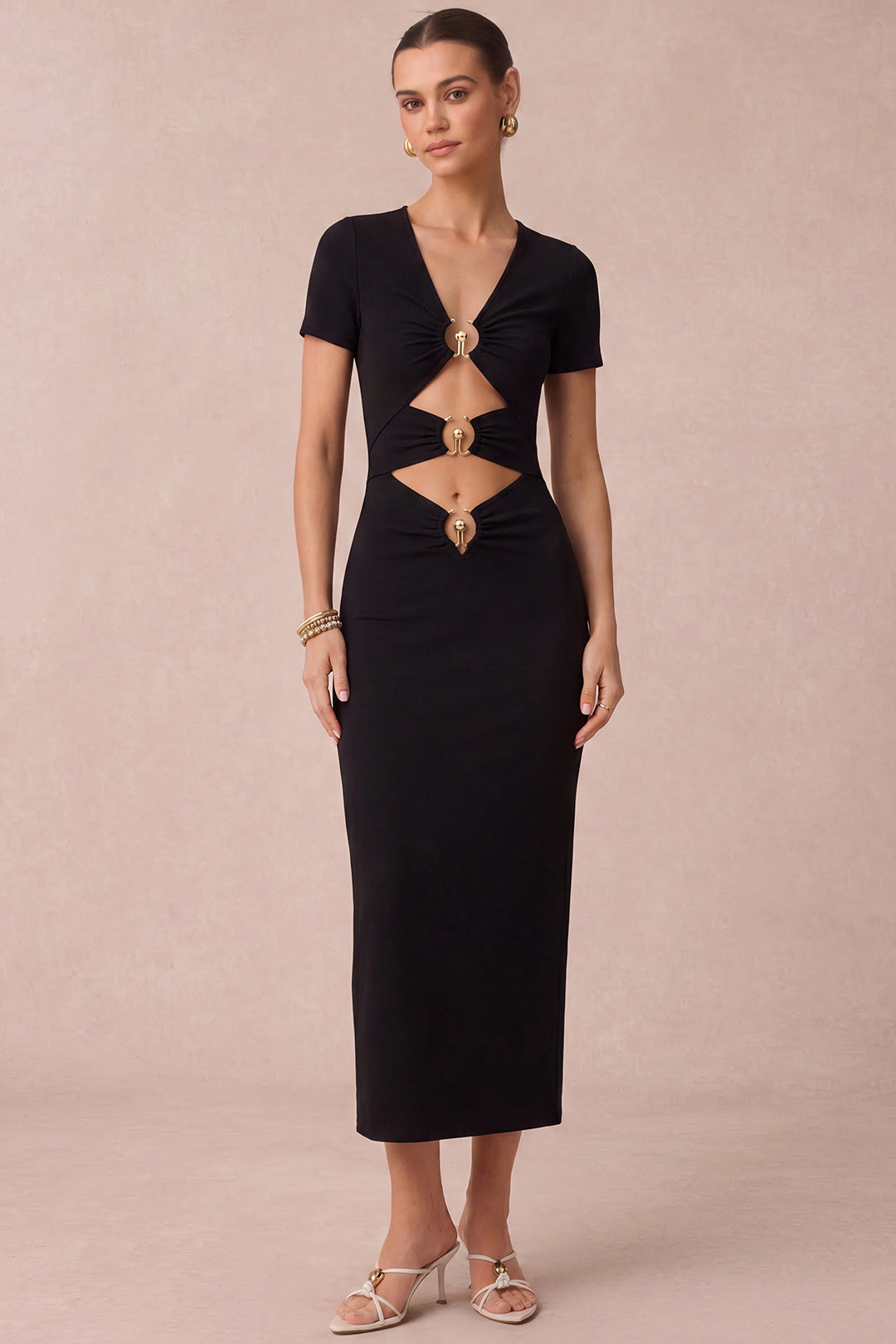 Riviera Metallic Cut-Out Maxi Dress
