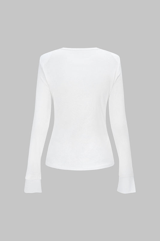 Round Neck Ruched Long-Sleeve Top