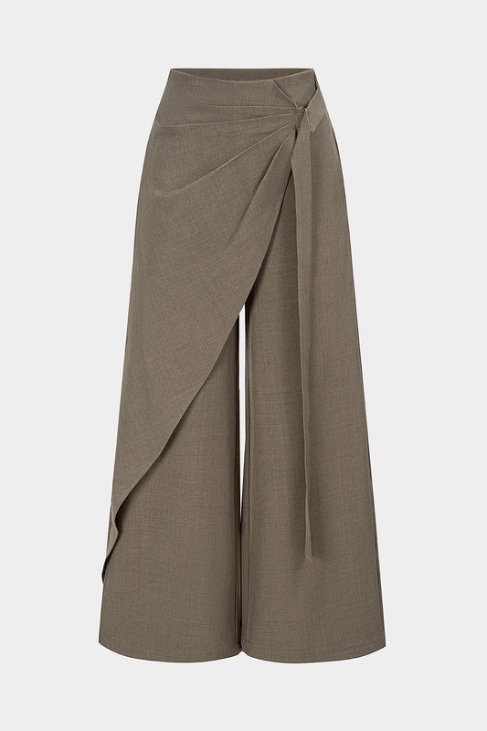 Asymmetrical Pleated Wide Leg Pants