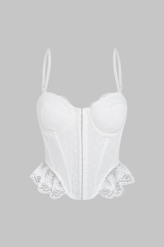 Lace Patchwork Tie Back Cami Top