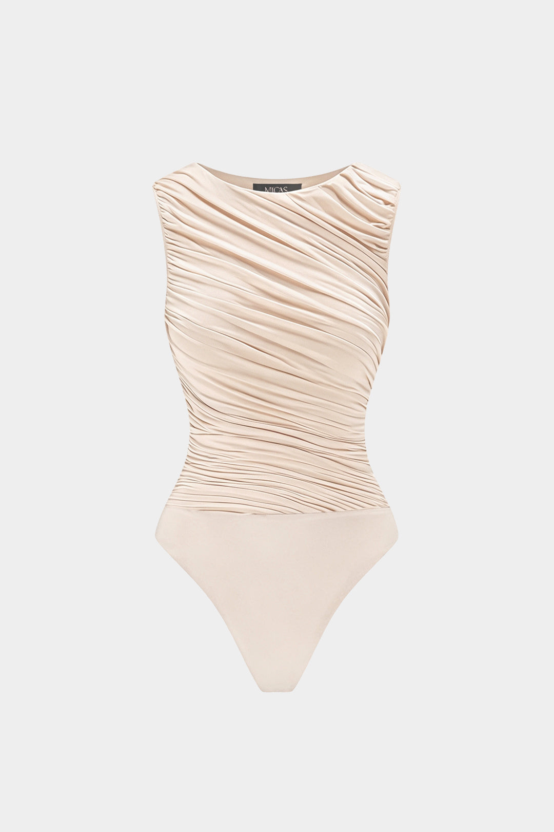 Round Neck Ruched Sleeveless Bodysuit