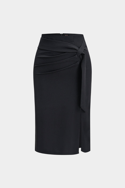 Asymmetrical Ruched High Waist Skirt
