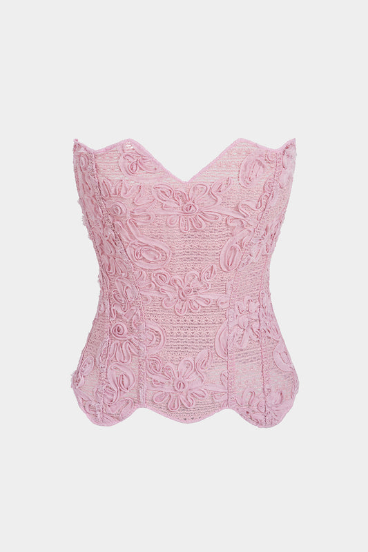 Floral Corset Tie Back Tube Top
