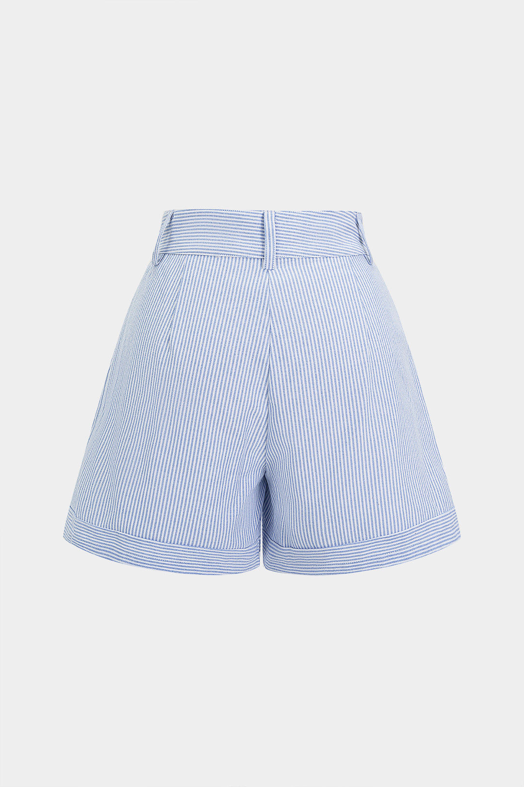 Stripes Print High Waist Button Shorts