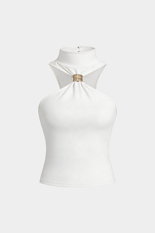 Mock Neck Metallic Tank Top
