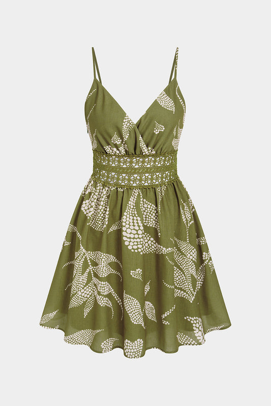 Botanica Print V-Neck Mini Dress
