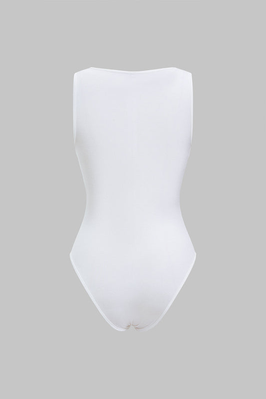 Metallic V-Neck Sleeveless Bodysuit