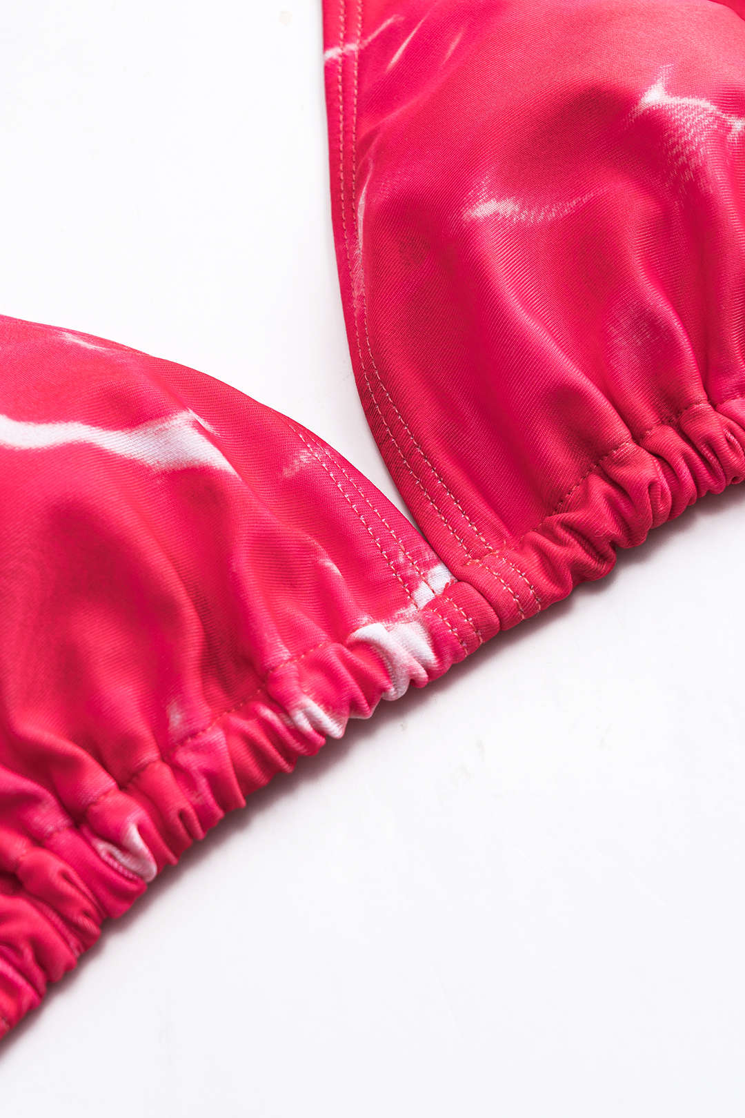 Tie Dye Print Mesh Tie-Up Bikini Set