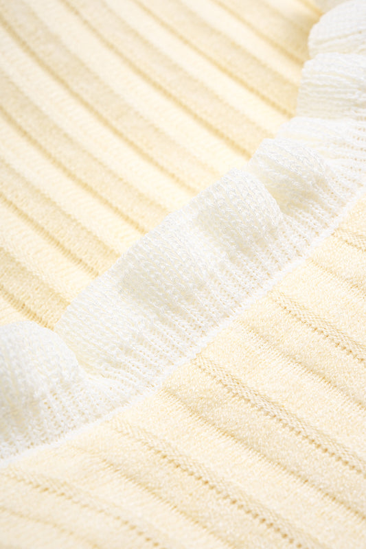 Knit Contrast Ruffle Ribbed Tank Top