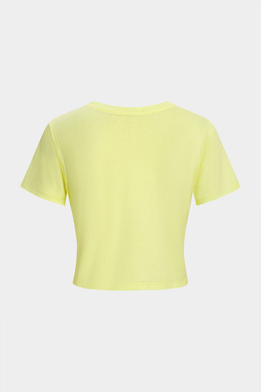 Letter Print Round Neck Short Sleeve T-Shirt