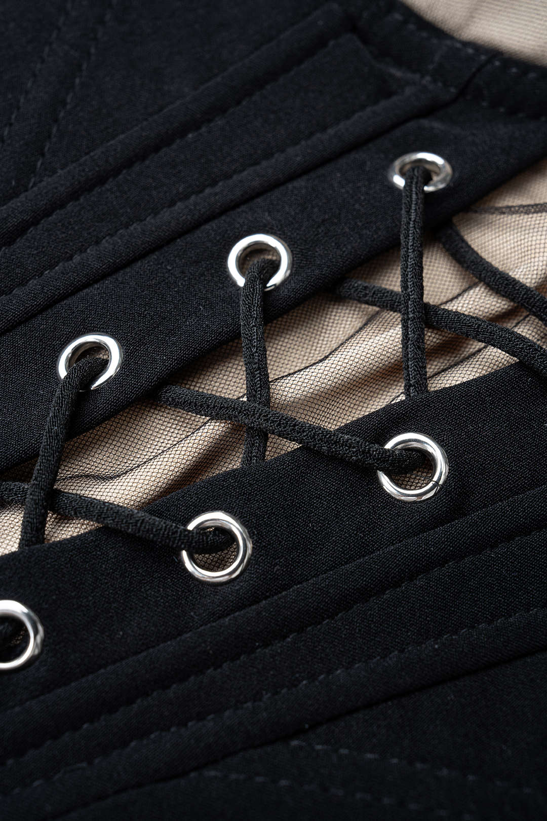 Contrast Tie-Up Corset Tube Top