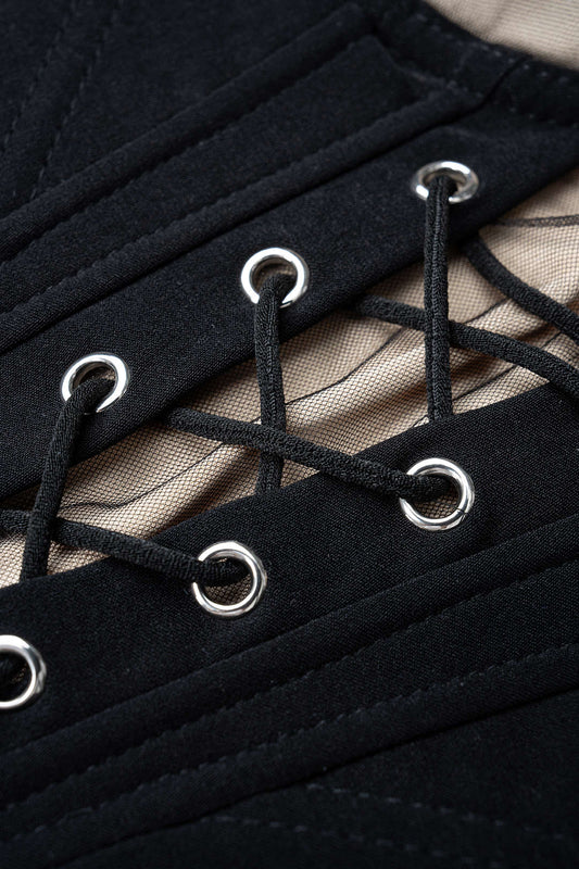 Contrast Tie-Up Corset Tube Top
