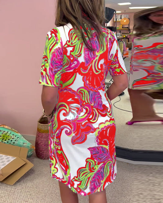 ARIA PRINTED SHIFT DRESS
