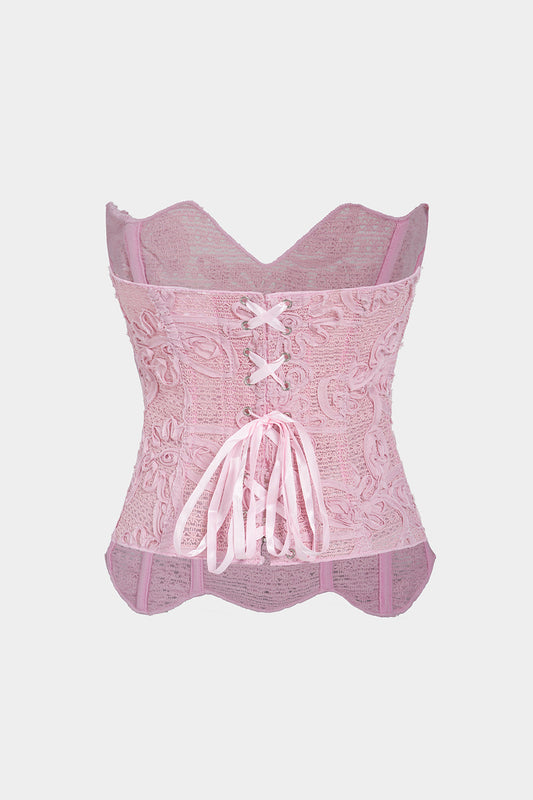 Floral Corset Tie Back Tube Top