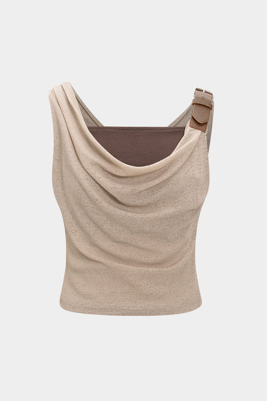 Decoración metálica Camiseta de tanques ruchada asimétrica