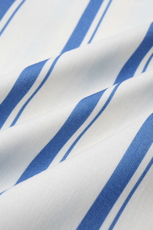 Stripes Print Linen Wide Leg Pants