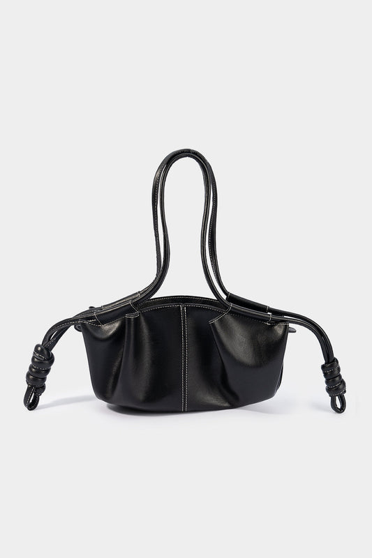Faux Leather Ruched Shoulder Bag