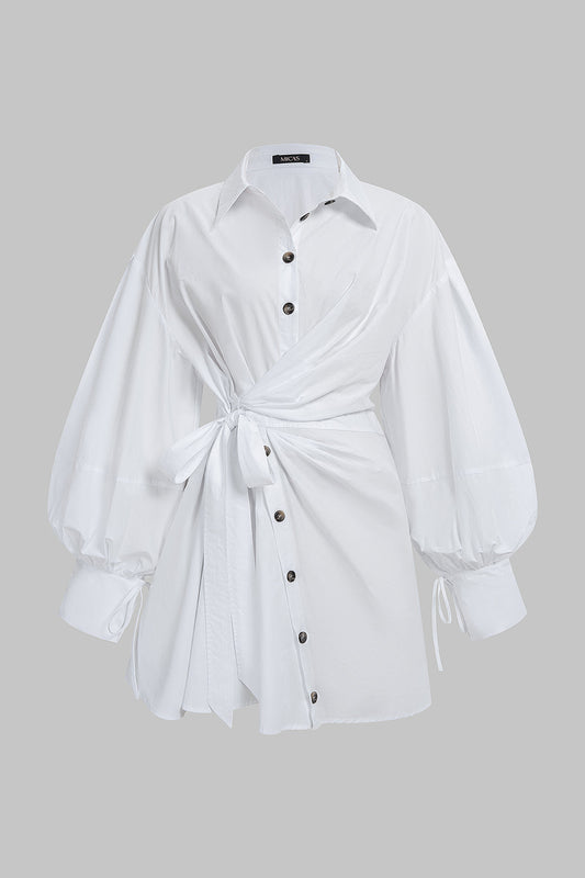 Ruched Asymmetrical Tie-Front Mini Dress