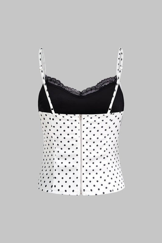 Lace Trim Patchwork Slip Cami Top