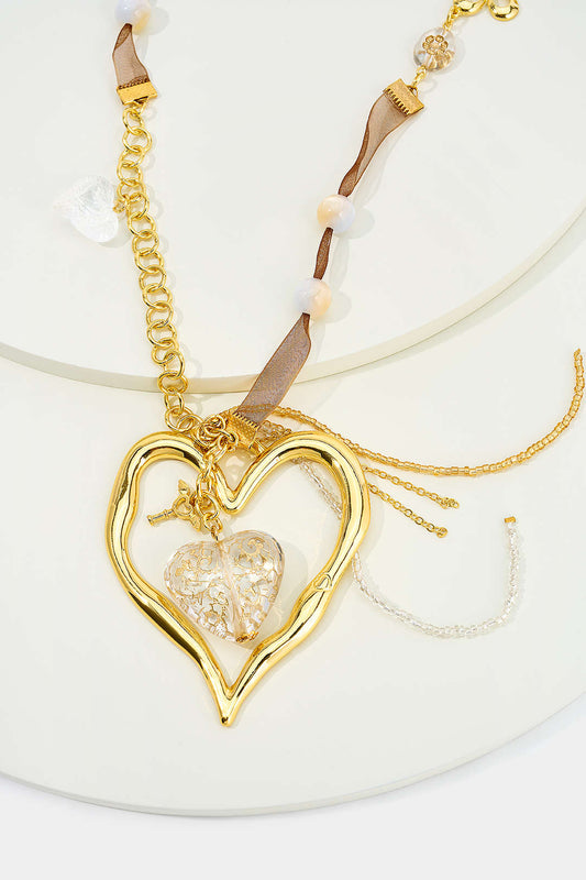 Alloy Irregular Pendant Beaded Necklace