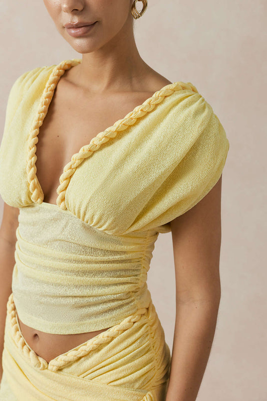 Twist Knot V-Neck Ruched Tank Top And Skirt Set