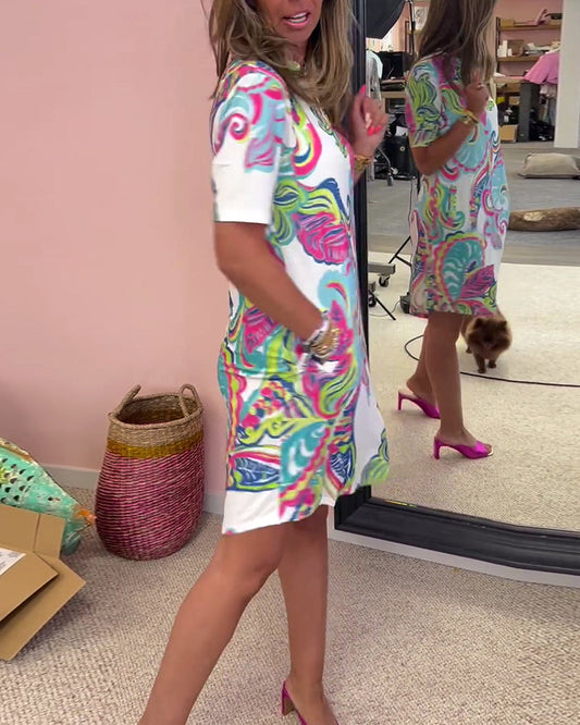 ARIA PRINTED SHIFT DRESS