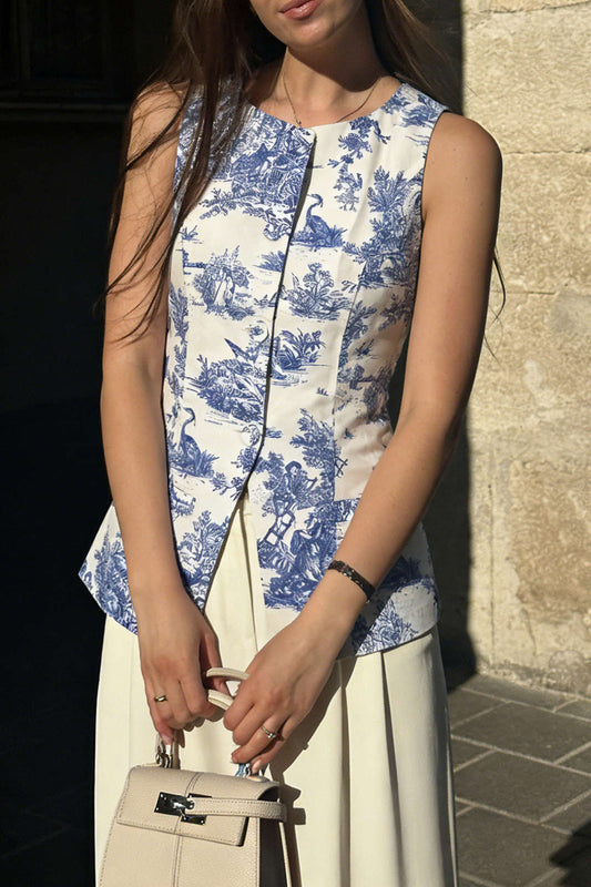 Floral Print Round Neck Tank Top