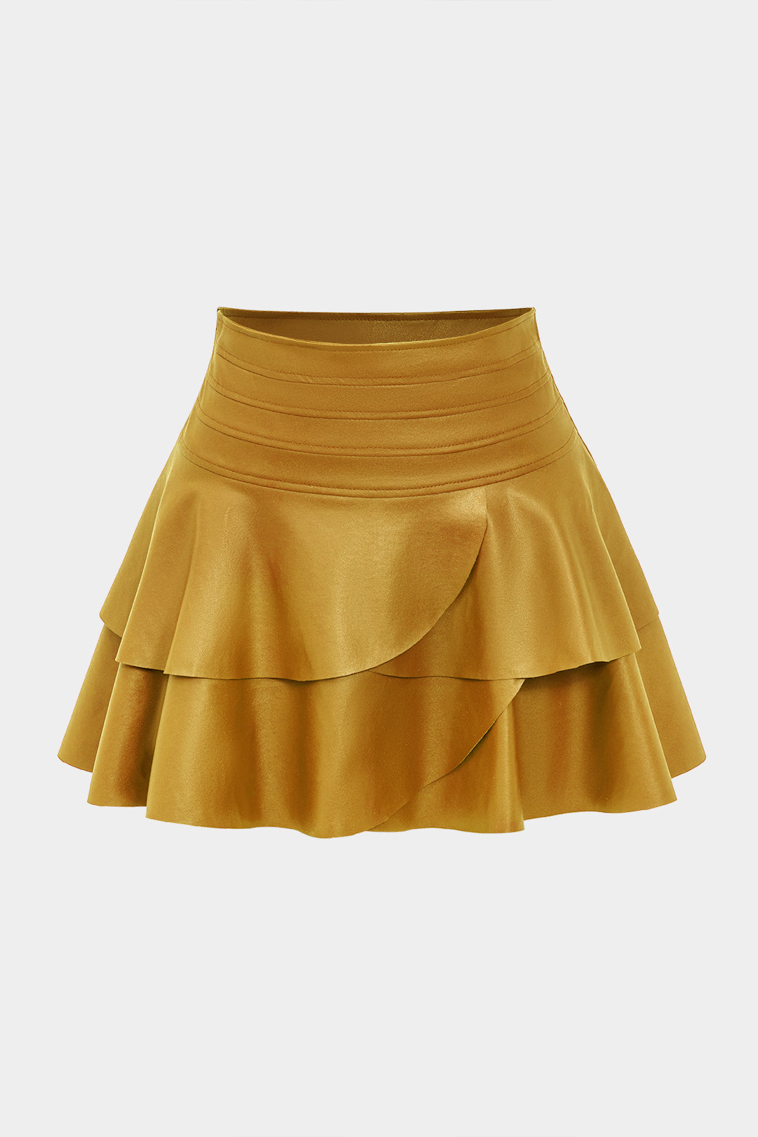 Solid Faux Leather Asymmetrical Skirt