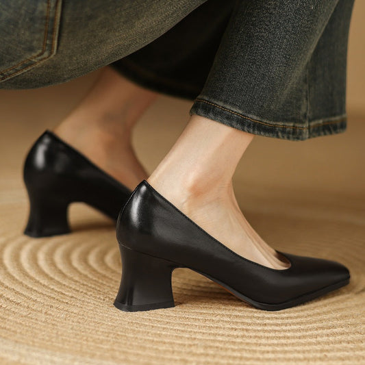 Theo Square-Toe Leather Pumps
