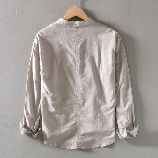 Caleb Linen Mandarin Shirt