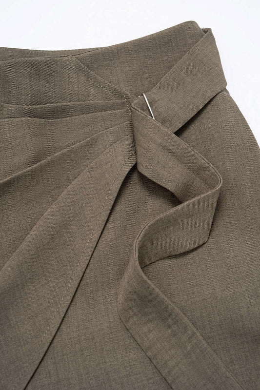 Asymmetrical Pleated Wide Leg Pants