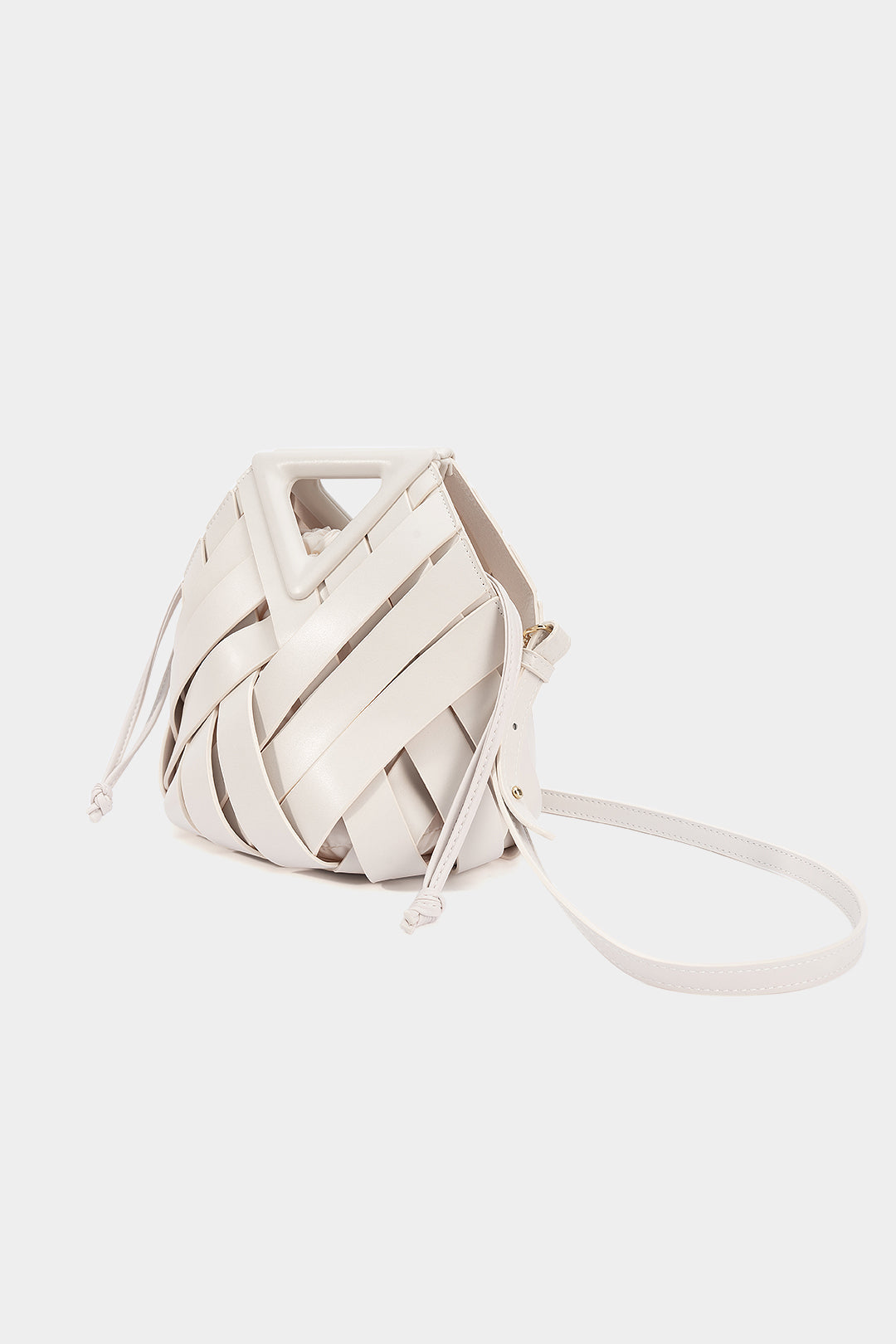 Faux Leather Woven Tote Bag