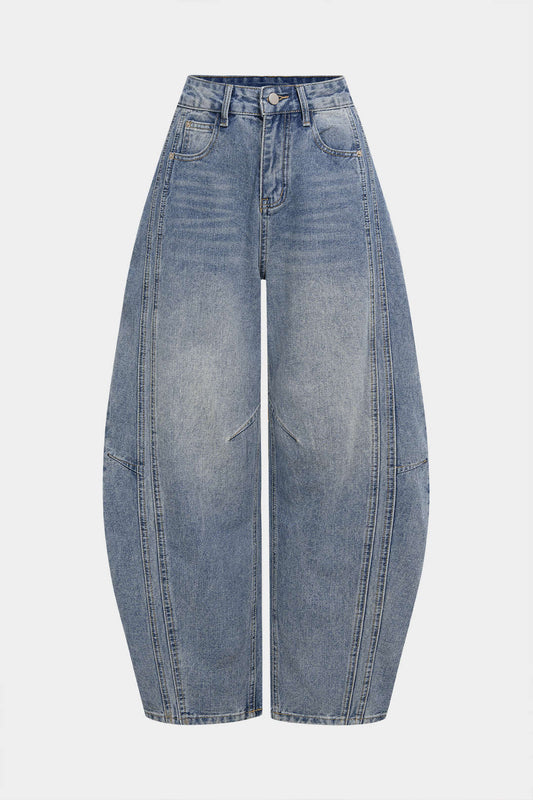 Denim Pocket Barrel Jeans