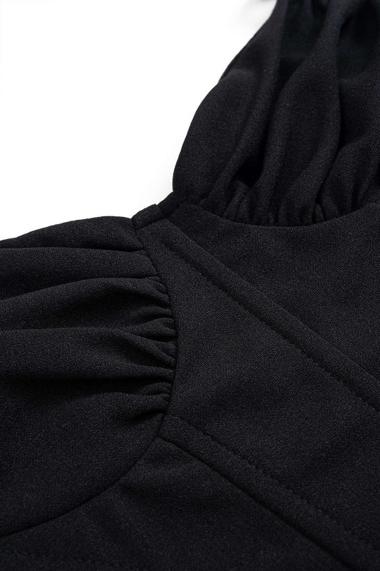 Halter Neck Tie-Up Ruched Zipper Cami Top