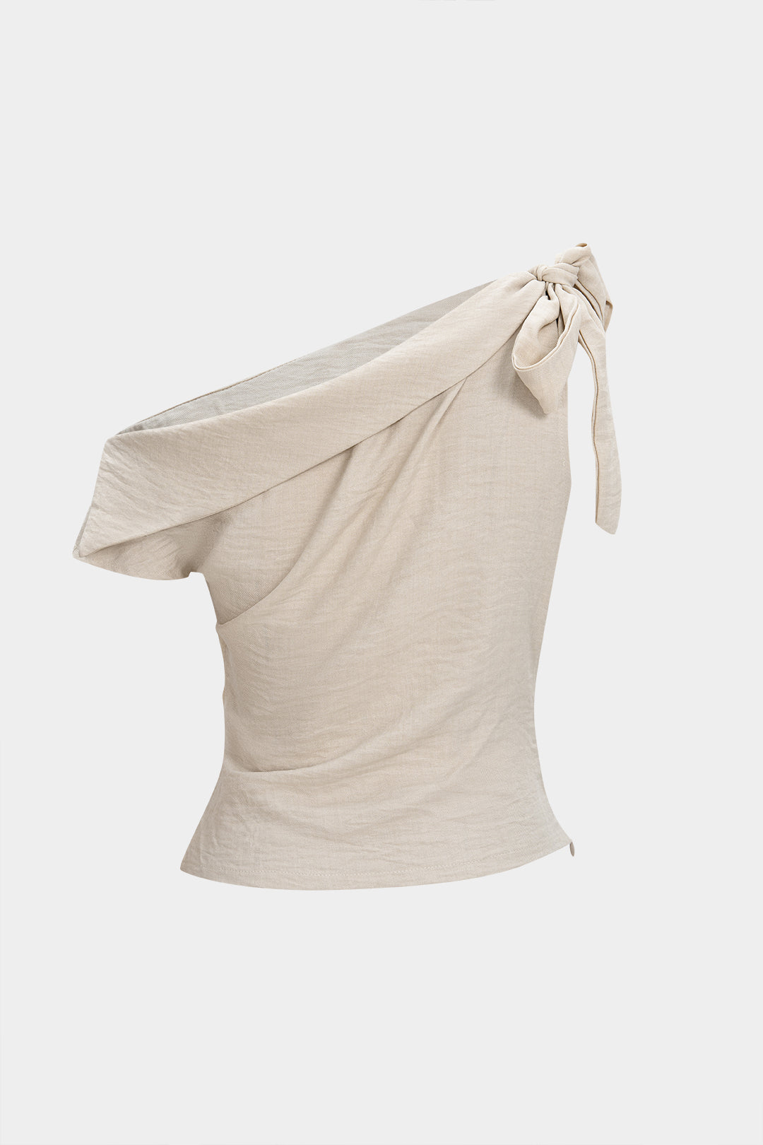 Tie-Up One Shoulder Asymmetric Ruched Sleeveless Cami Top