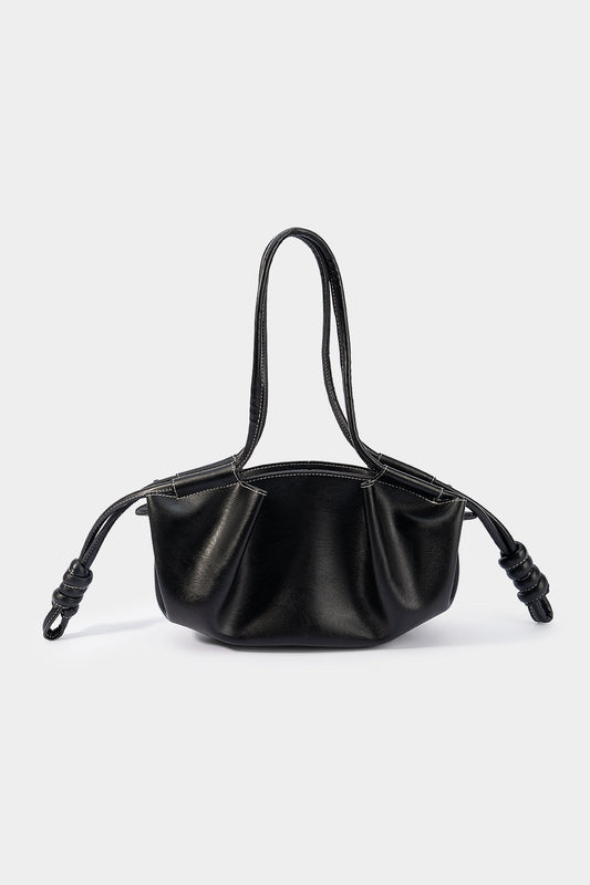 Faux Leather Ruched Shoulder Bag