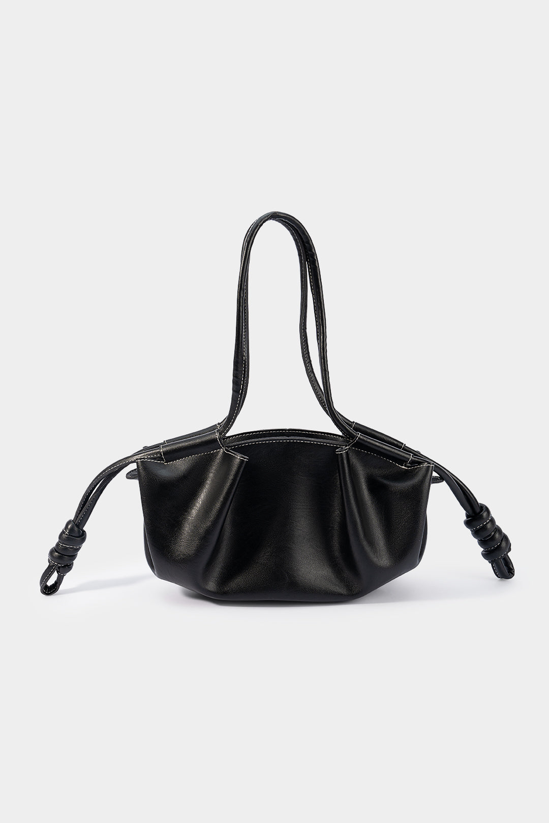 Faux Leather Ruched Shoulder Bag