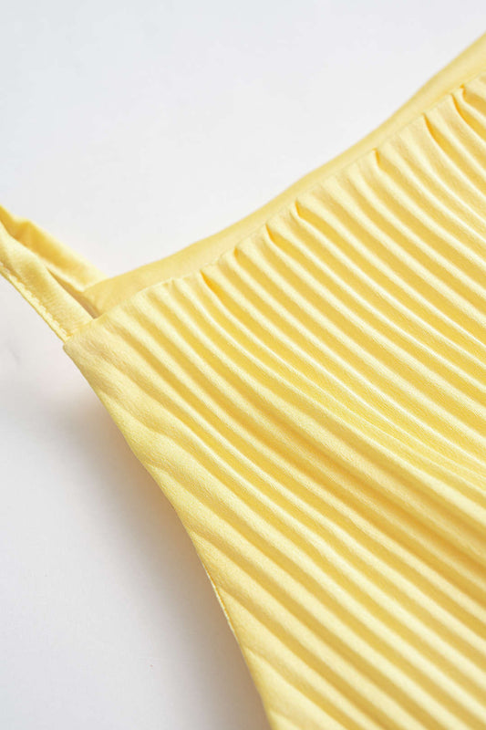 Asymmetrical Ruffle Tie-Up Ribbed Sleeveless Midi Dress