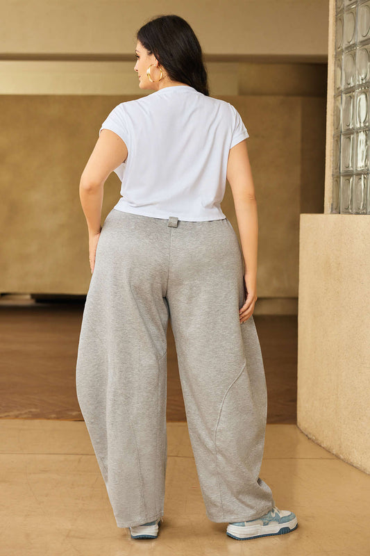 Plus Size Tie-Up Barrel Pants