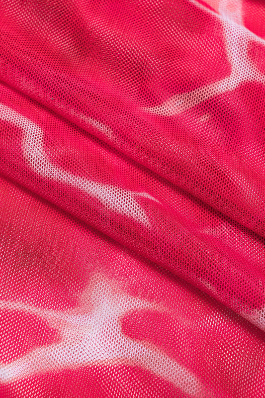 Tie Dye Print Mesh Tie-Up Bikini Set
