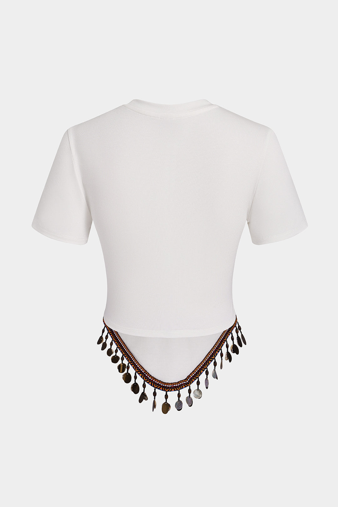 Fringe Round Neck Short Sleeve T-Shirt