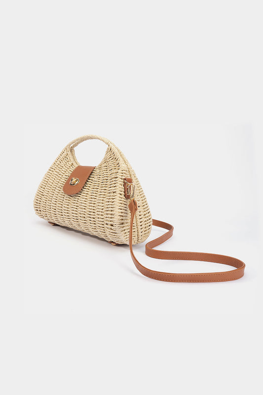 Woven Button Tote Bag