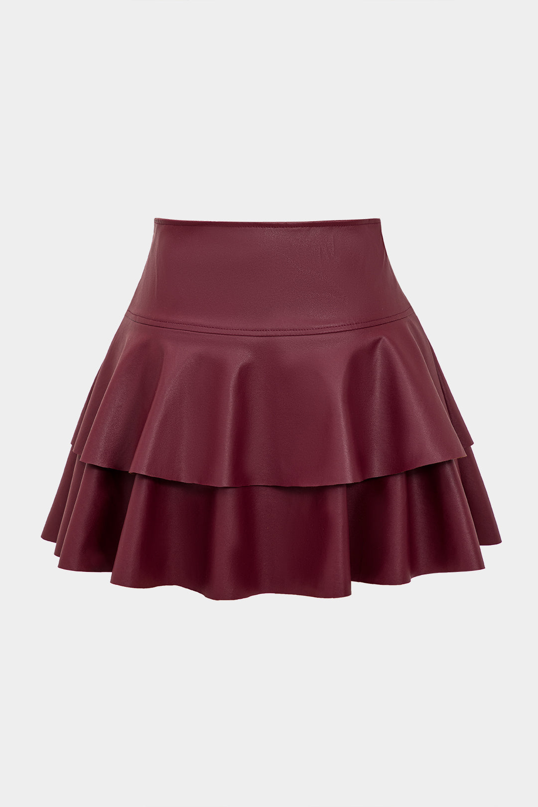 Solid Faux Leather Asymmetrical Skirt