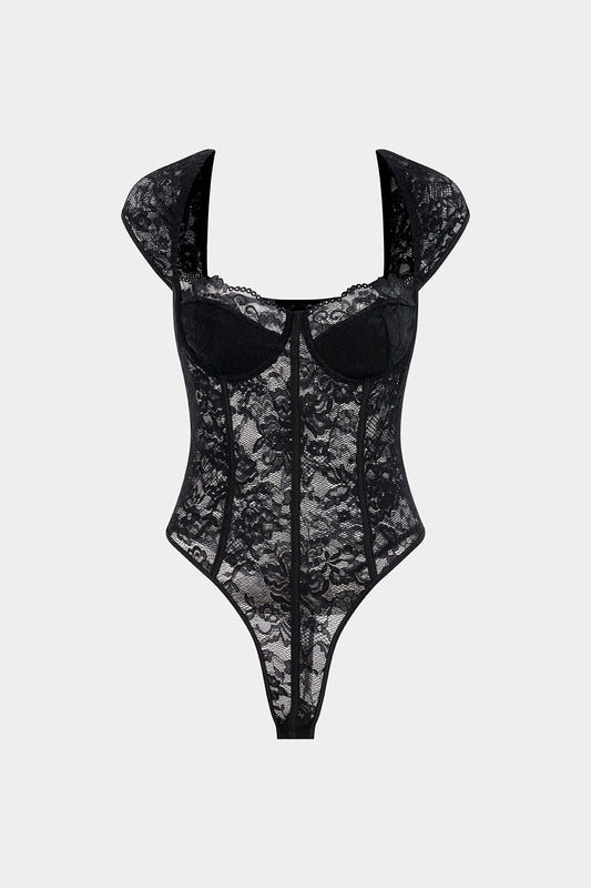 Lace Corset Sleeveless Bodysuit