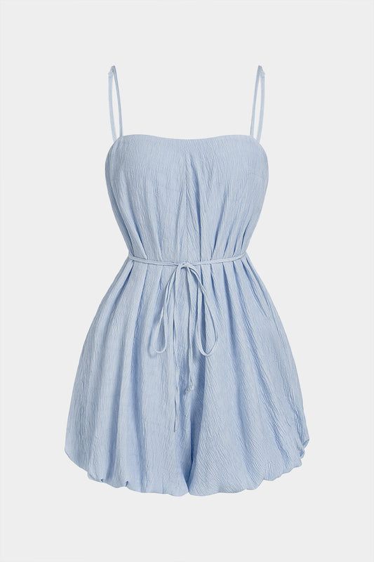 Tie-Up Zipper Sleeveless Romper