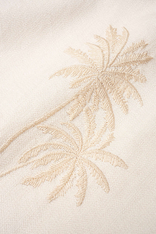 Embroidery Drawstring Wide Leg Pants