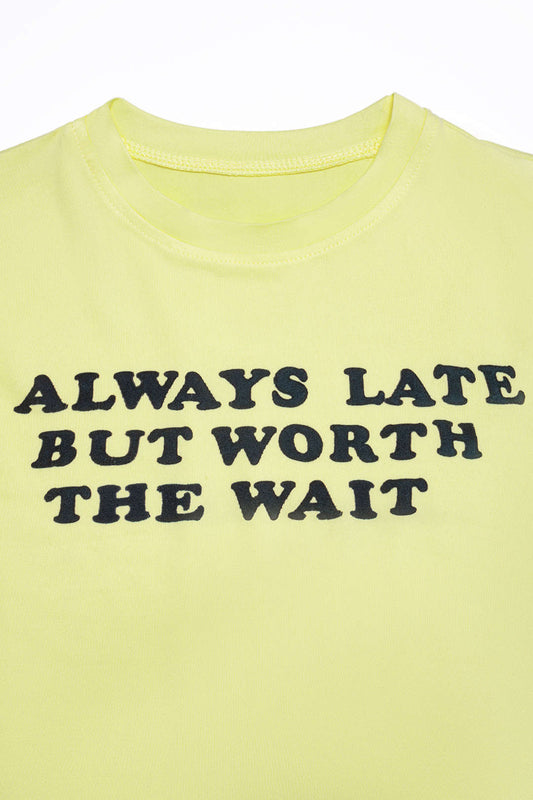 Letter Print Round Neck Short Sleeve T-Shirt