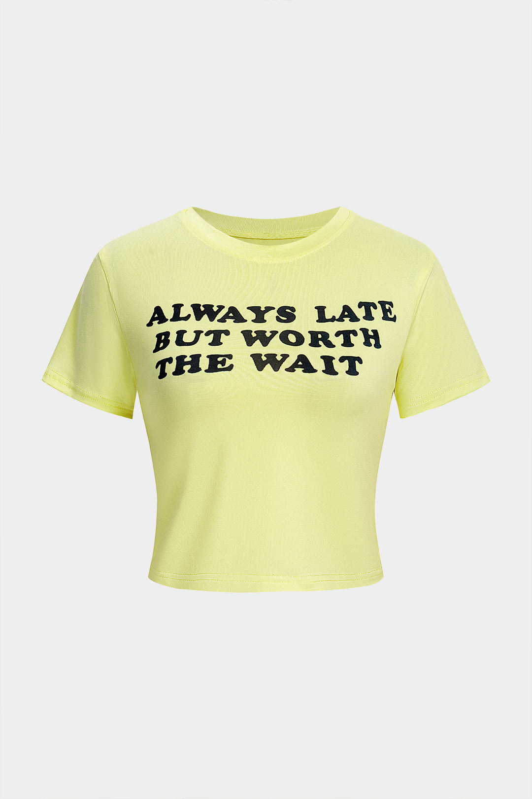 Letter Print Round Neck Short Sleeve T-Shirt