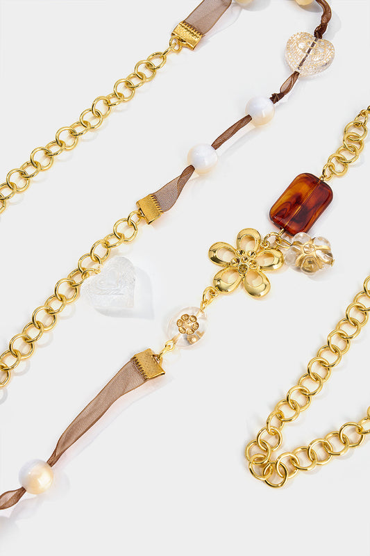 Alloy Irregular Pendant Beaded Necklace